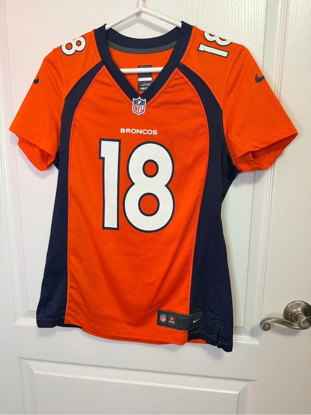 NFL Orange and Navy Broncos #18 Kids Jersey
